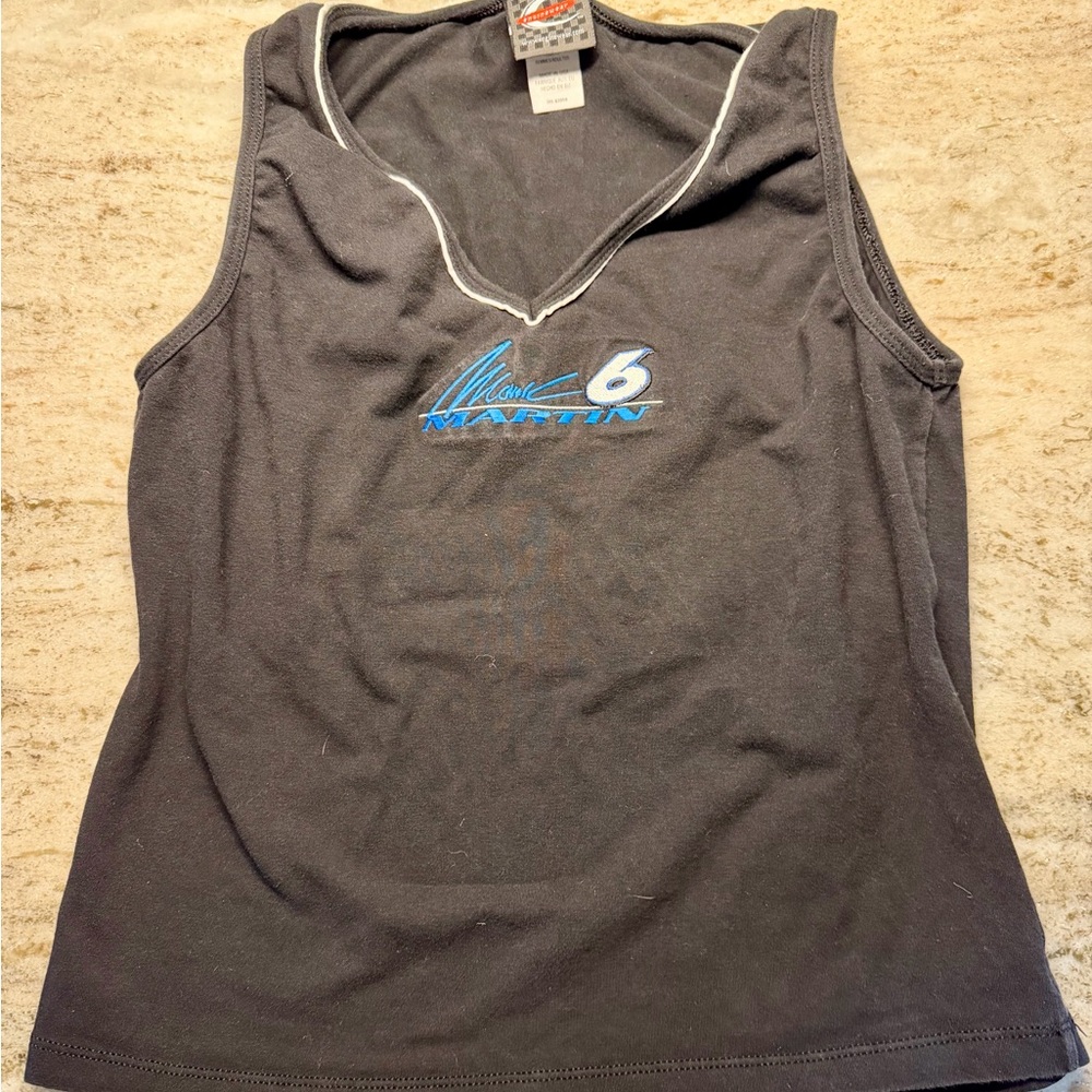 Black Sleeveless Top with Mark Martin #6 Logo